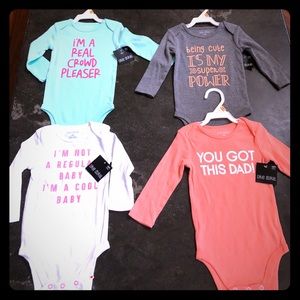NWT lot of 4 long sleeve onesies - size 12months